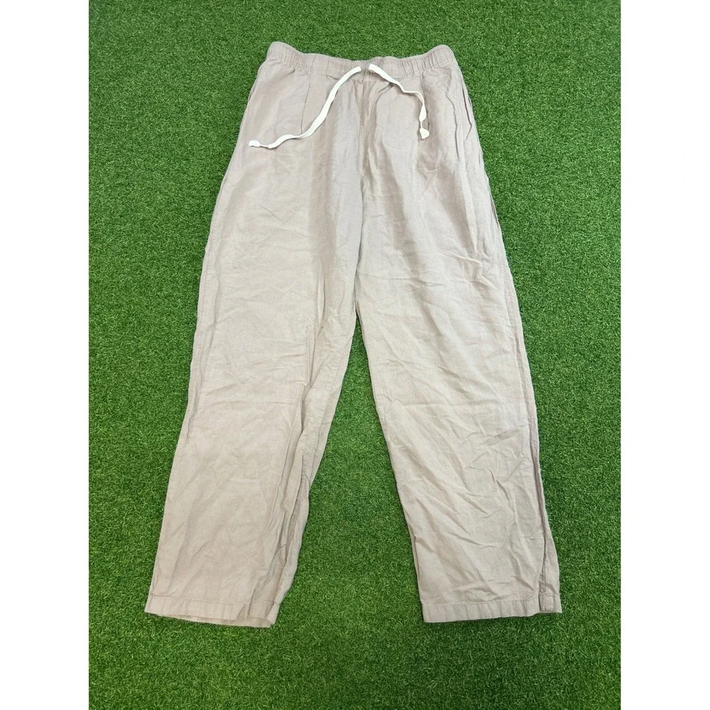 Uniqlo Linen Blend Relaxed Drawstring Pants Purple Mauve 445234-091 Mens Medium